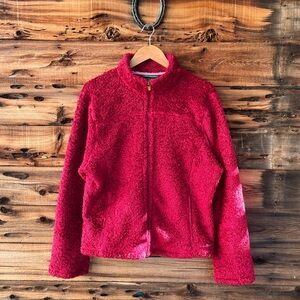 L.L. BEAN | Vintage Cozy Red Fleece Sweater Jacket XL